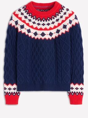 Mini Boden Kids' Fair Isle Sweater in the Navy Cable Size 4-5YRS NWT